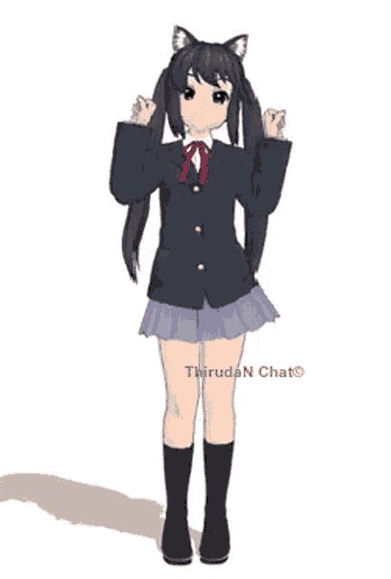 a picture of a girl with cat ears and the words thrudan chat on it