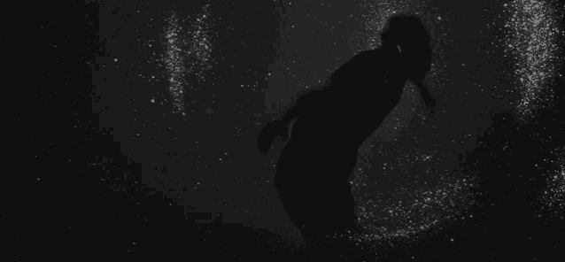 a silhouette of a person is surrounded by a circle of stars