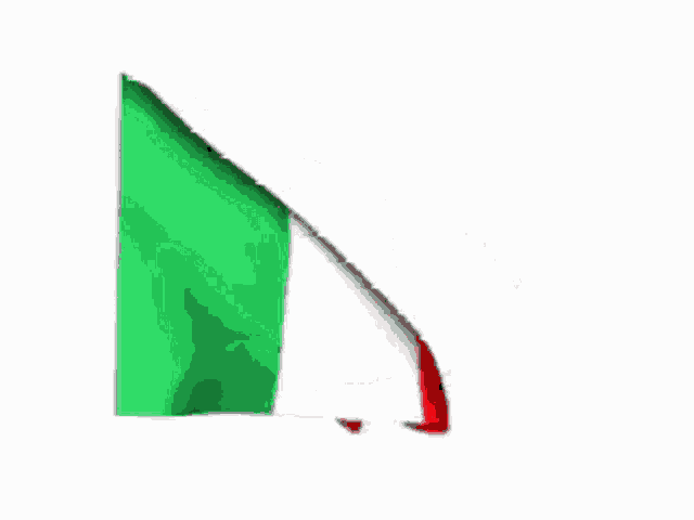 a green white and red flag waving in the wind on a white background