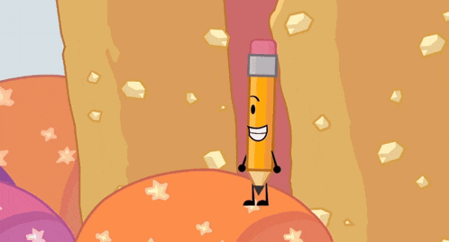 a cartoon drawing of a pencil with a green liquid coming out of it 's mouth