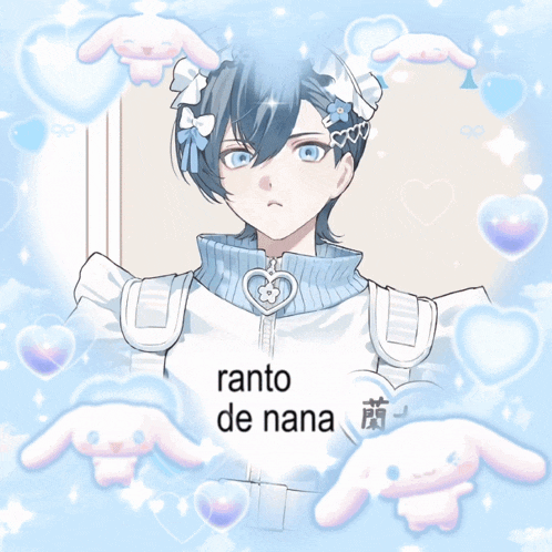 a picture of a boy with hearts and the words ranto de nana on the bottom