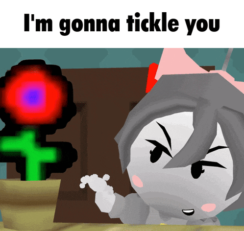 a cartoon character with the words i 'm gonna tickle you