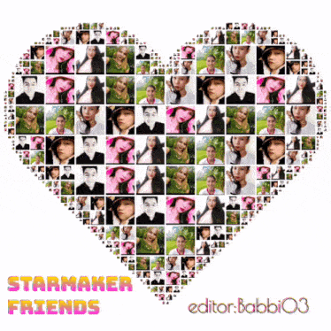 a collage of photos in the shape of a heart with the words starmaker friends on the bottom