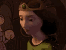 a cartoon character wearing a crown and a green shirt .