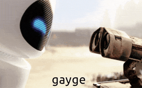 wall e from the movie wall e is looking at eve