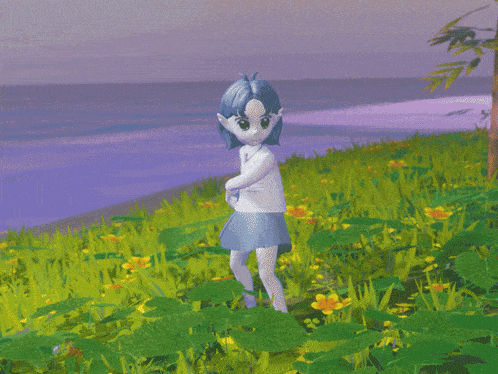a painting of a person standing in a field