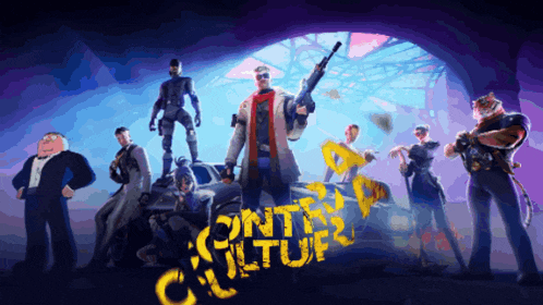 a group of cartoon characters are standing in front of a sign that says ' culture ' on it