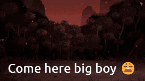 a cartoon explosion with the words come here big boy on the bottom