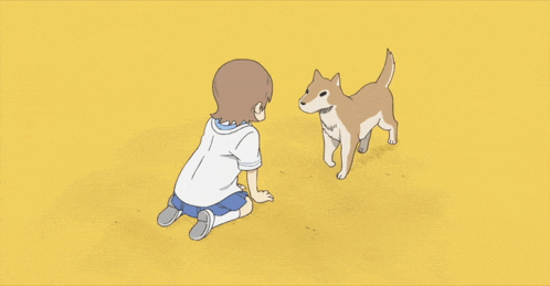 a cartoon of a dog licking a girl 's face