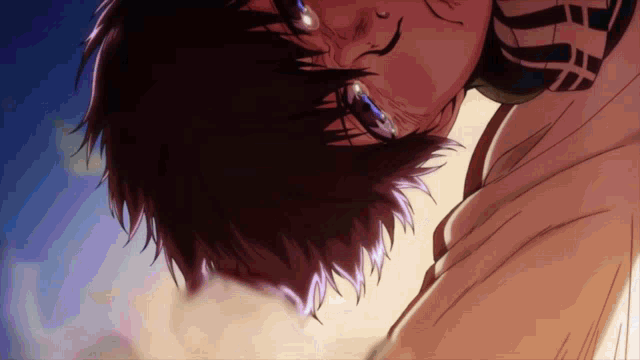 a close up of a person 's face with tears coming out of his eyes