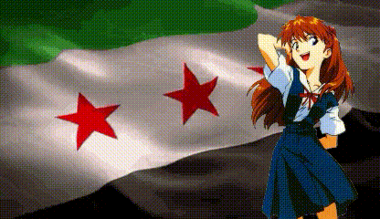 a girl is standing in front of a flag with red stars