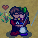 a pixel art drawing of a man and woman kissing