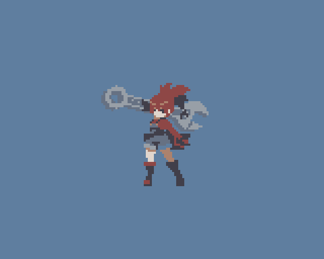 a pixel art of a person holding a sword