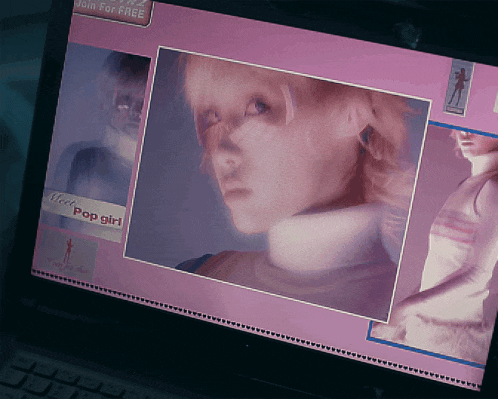 a computer screen shows a picture of a woman and a sign that says meet pop girl