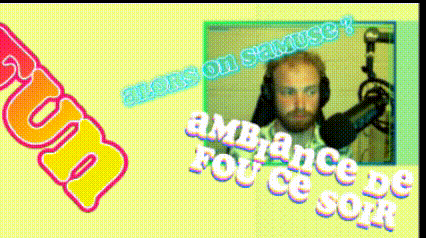 a picture of a man in front of a microphone with the words " ambiance fou ce soir "