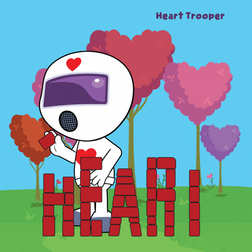 a cartoon of a heart trooper holding a red heart