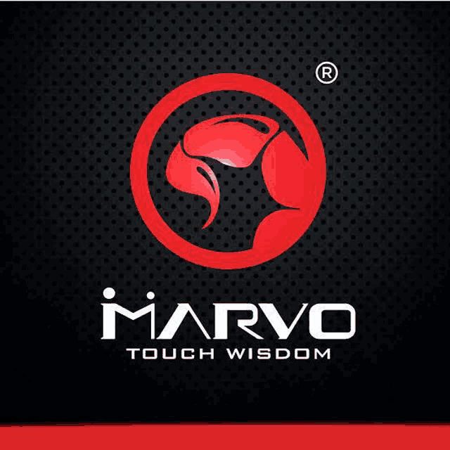 a logo for marvo touch wisdom with a red circle in the middle