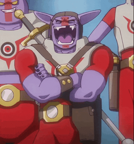 a cartoon character with a sword and a target on his chest