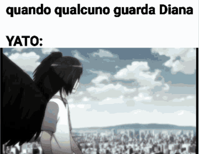 a picture of a person with wings and the words quando qualcuno guarda diana at the bottom