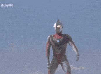 a cartoon character is being struck by a lightning bolt and the word ultraman is on the bottom of the screen .
