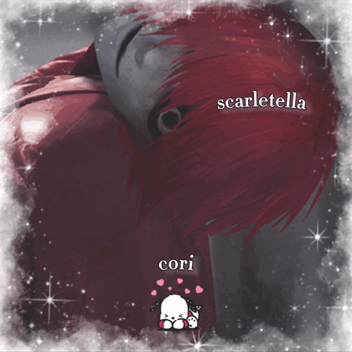 a picture of a girl with red hair and the name scarletella