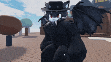 a cartoon character with wings and a hat has the letter b on his chest