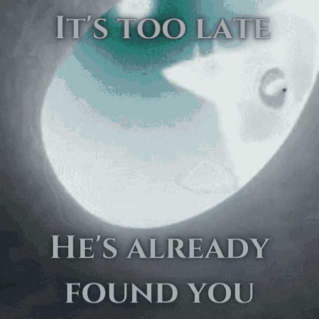 a poster that says ' it 's too late he 's already found you ' on it