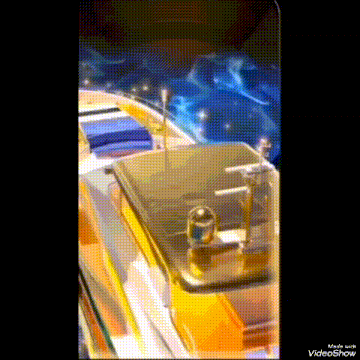 a close up of a model of a boat with a blue background