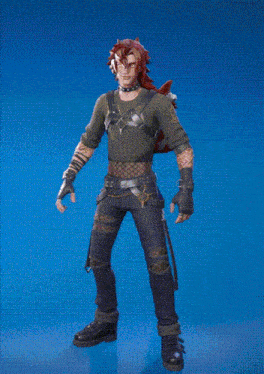 a man with red hair is holding a stuffed animal on his back and has a patch on his shirt that says ' a '