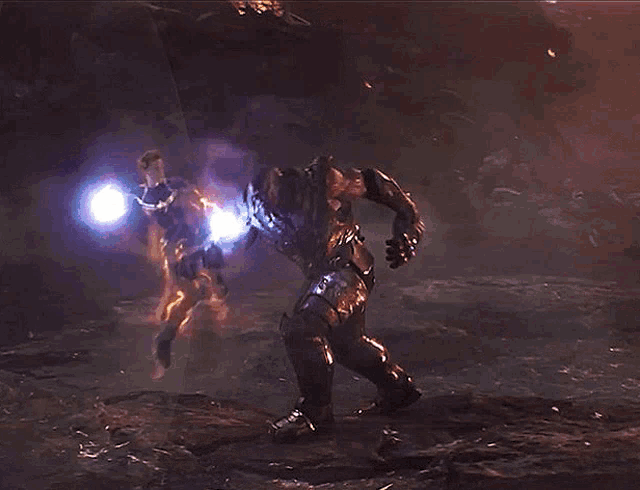 a man in a purple suit is holding a sword