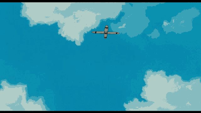 a small plane is flying in a blue sky with clouds