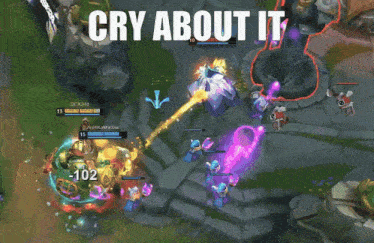a screenshot of a video game with the words cry about it