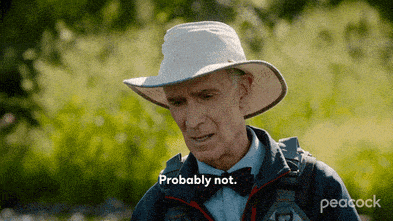 an older man wearing a hat and bow tie says " probably not "