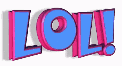a 3d rendering of the word lol in blue and pink