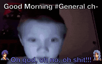 a picture of a child with the caption good morning #general ch- oh god oh no oh shit !!!