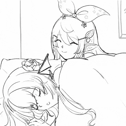 a black and white drawing of two anime girls taking a selfie with a cell phone .