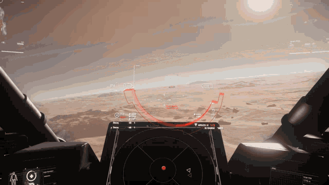 a video game screen shows a red circle in the middle