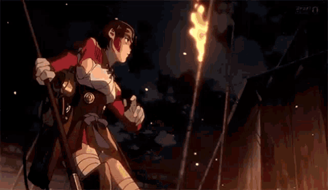 a man is being attacked by a monster with a sword in his chest .