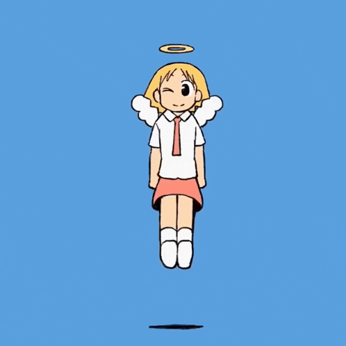 a cartoon of a girl with angel wings and a halo