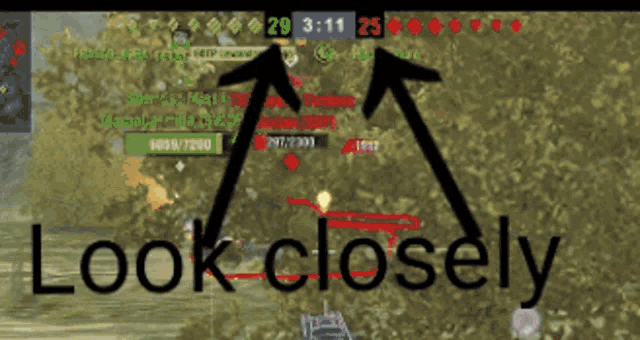a screen shot of a video game with the words look closely