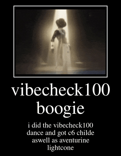 a poster that says vibecheck100 boogie with a picture of a man dancing