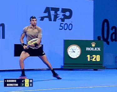 a man playing tennis in front of a sign that says atp 500