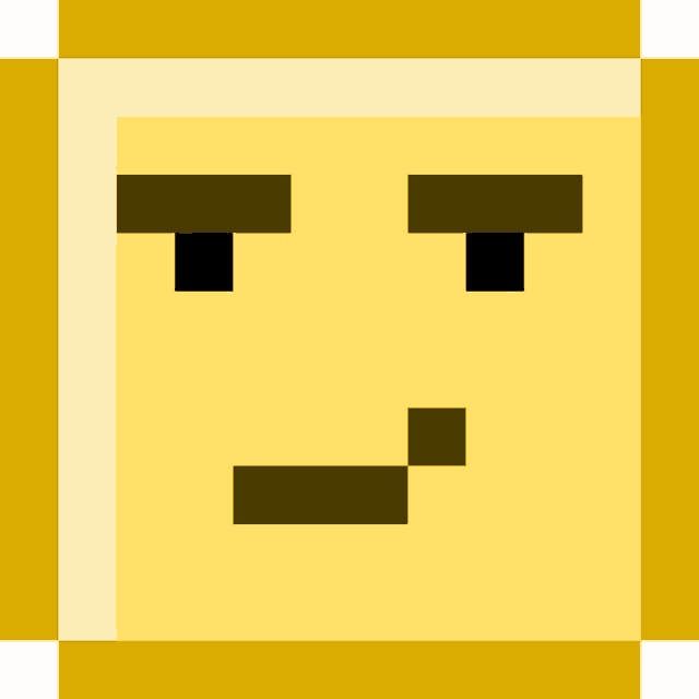 a pixel art drawing of a smiley face with a mustache .