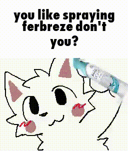 a drawing of a cat spraying a bottle of water .