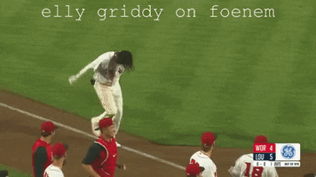 elly griddy on foenem is written above a baseball game