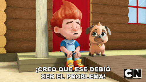 a cartoon of a boy sitting on a porch next to a dog that says cn cartoon network
