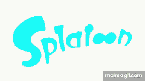 a blue and yellow logo for splatoon is shown