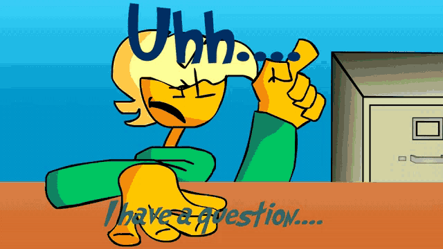 a cartoon character with the word uhh written on his head