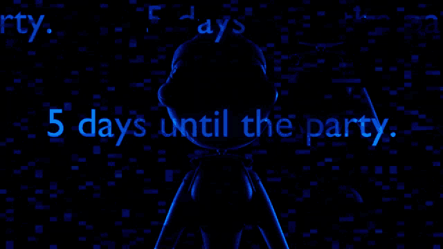 a dark background with the words 5 days until the party written in blue