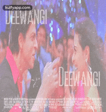 a movie poster for deewangi shows a man and a woman holding hands